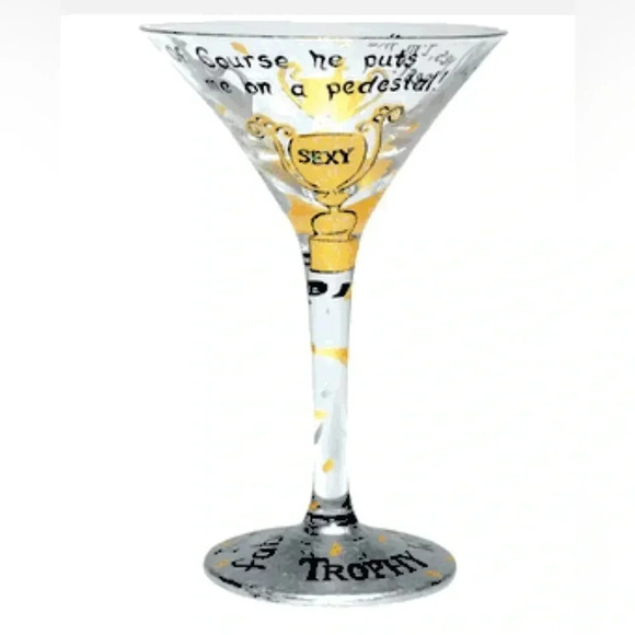 Santa Barbara Design Studio | Lolita “Trophy Wife” hand painted martini glass - Picture 1 of 16